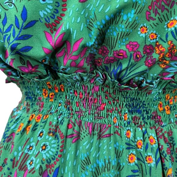 Baltic Born NWT Rio Green Multi Floral Rayon Boho Fairy Short Dress Size S - Picture 8 of 13